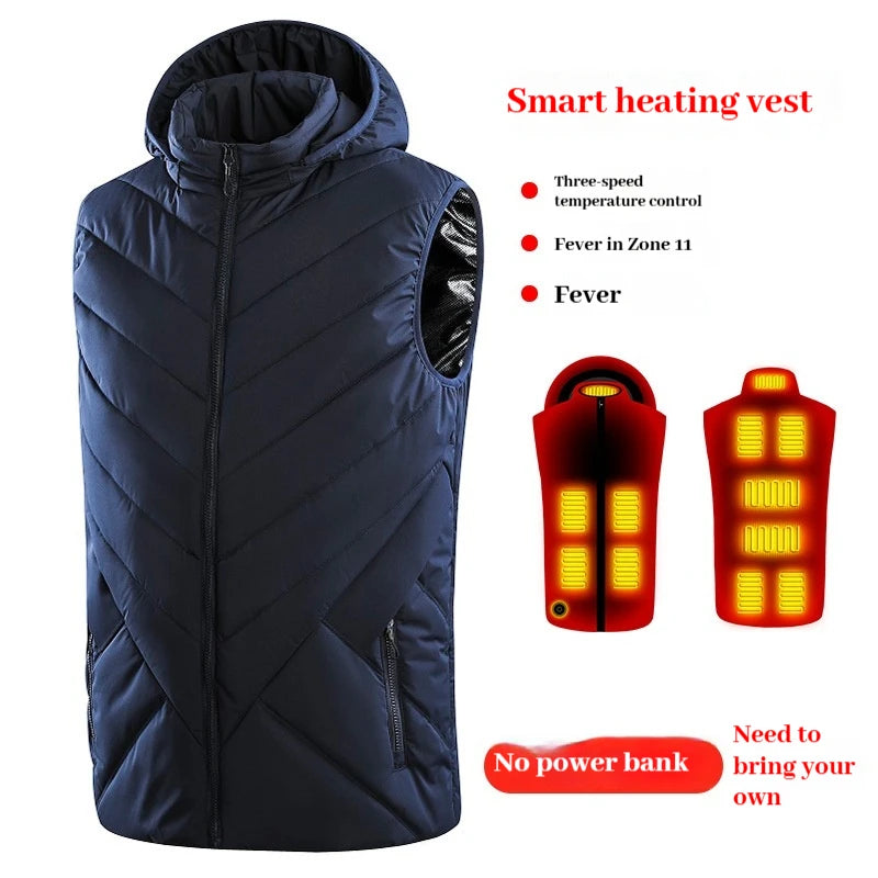 New 11 Wheel Drive Unisex Heating Suit for Men USB Smart Heating Vest for Men, Electric Heating Graphene Heating Suit