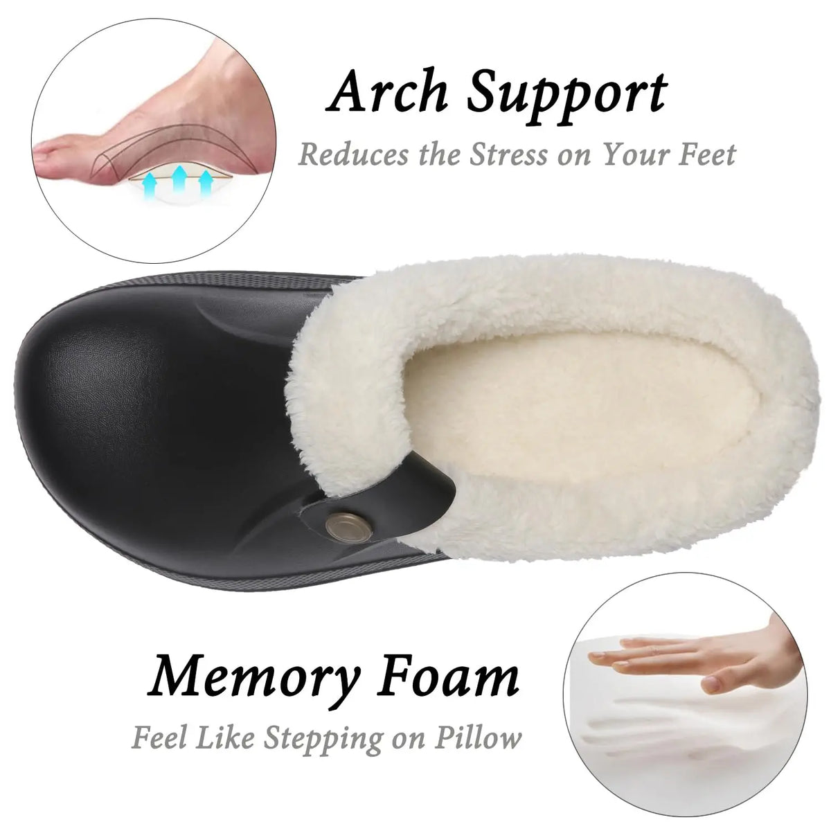 Evshine Warm Winter Man Slippers Antislip Waterproof Men Slippers Warm Comfy Clogs Fuzzy Fur Shoes Classic Plush Bedroom Slipper