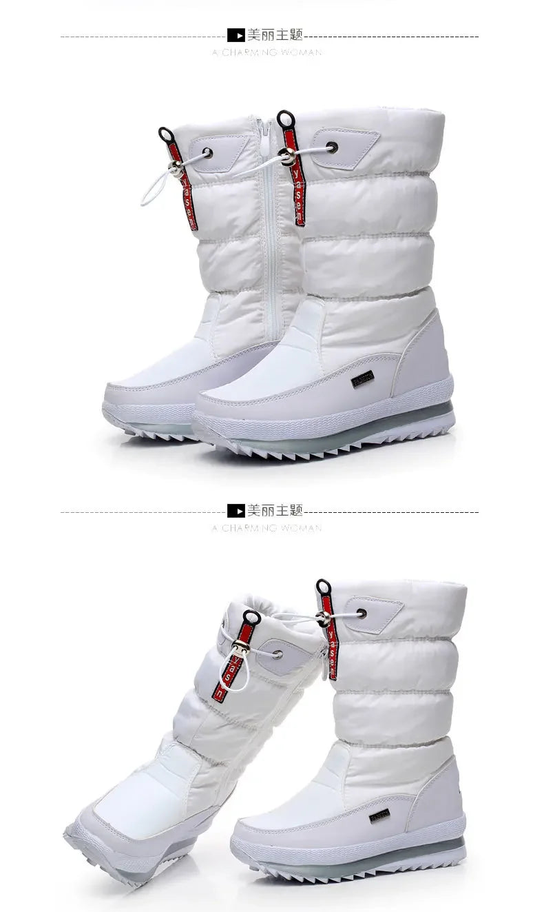 Winter Boots Thick Plush Waterproof Non-slip Boots Fashion Women Winter Shoes Warm Fur Botas Mujer Women Snow Boots Platform