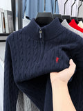 High end luxury brand zipper sweater men's designer new fashion classic Paul Pony embroidery winter warm plush knitted pullover