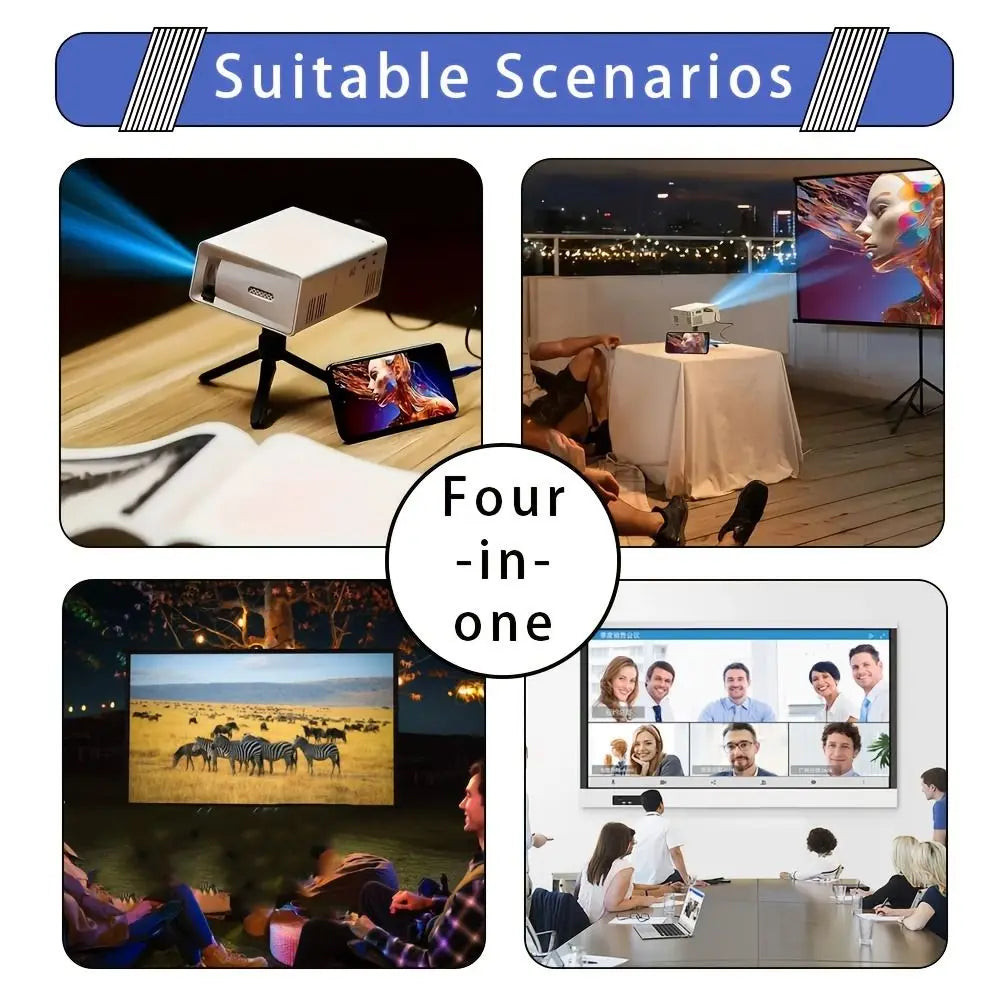 1080P Resolution Mini Projector Built-in Speaker Remote Control Portable Projector Halloween Gifts LCD Technology