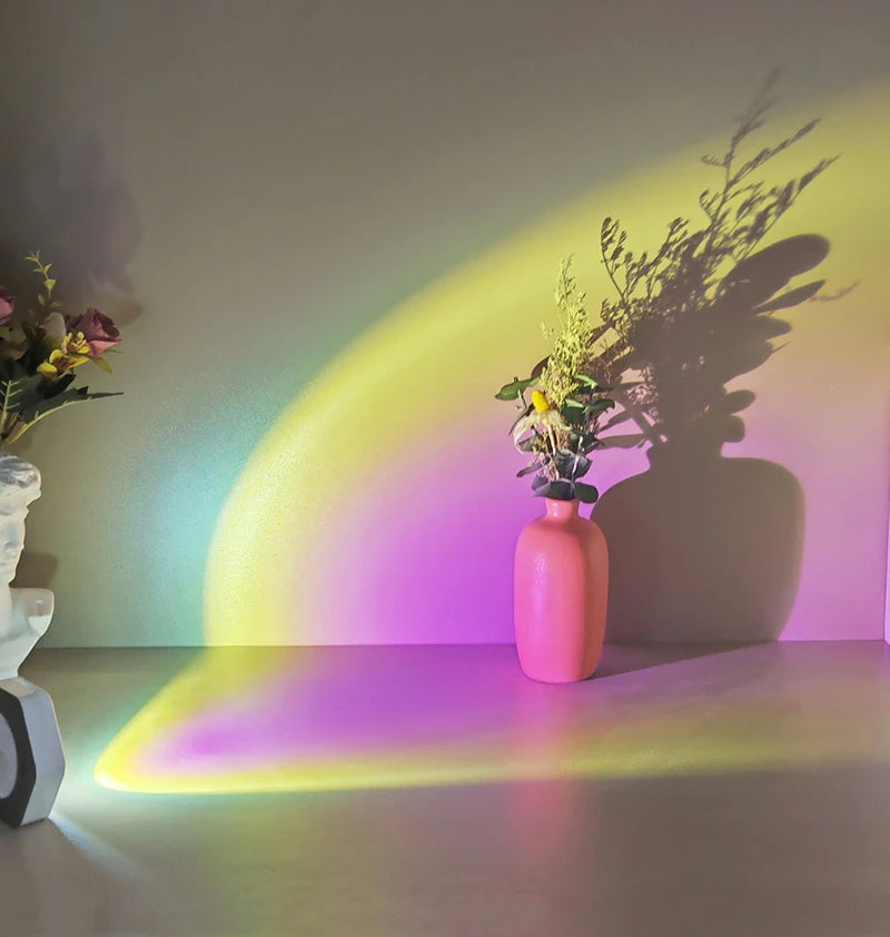 Creative Hexagonal Cat Eye Under Cabinet Light Sunset Red Projection Sunset Lamp Battery Powered Touch LED Decorative lights
