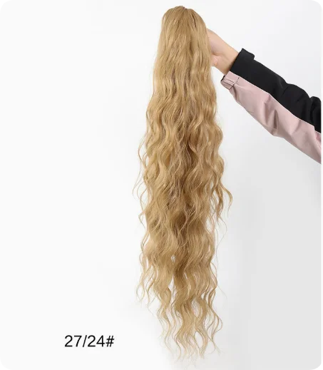 Black White Ombre Claw Clip Ponytail Hair Extensions Wavy Synthetic High Ponytail Hairpiece For Women