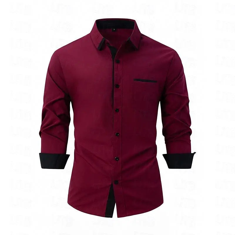 New men's business casual combination loose long sleeved pocket shirt autumn casual shirt