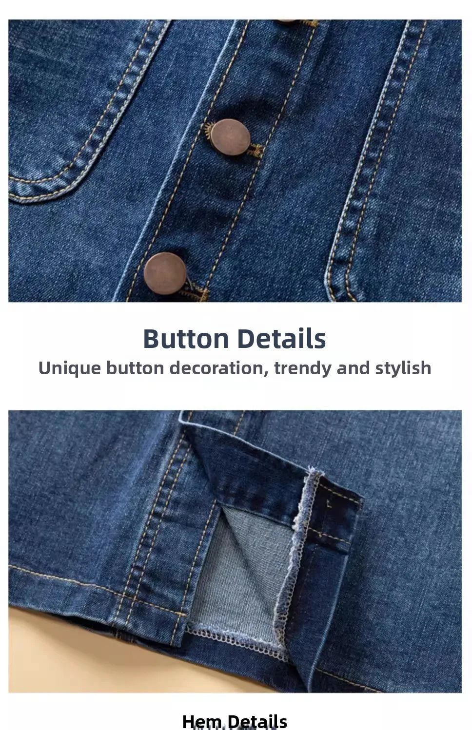 High Waist Washed Cotton Denim Skirt Mid-Length A-Line Women's Skirt Spring Summer New Style Casual Pure Color Button Design