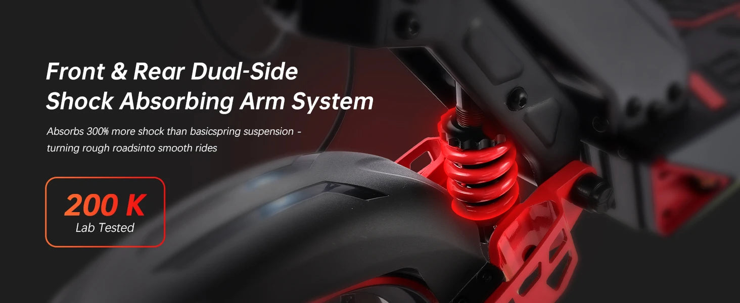 D3 Dual Motors Adult Electric Scooter 2400W Peak 39MPH Max Speed 48V20Ah Lithium Battery 50Miles Max Range 4 Riding Modes Smart APP Control Can Bluetooth Unlocking Dual Shock Absorption Oil Disc Brakes 10-inch Tubeless Tires