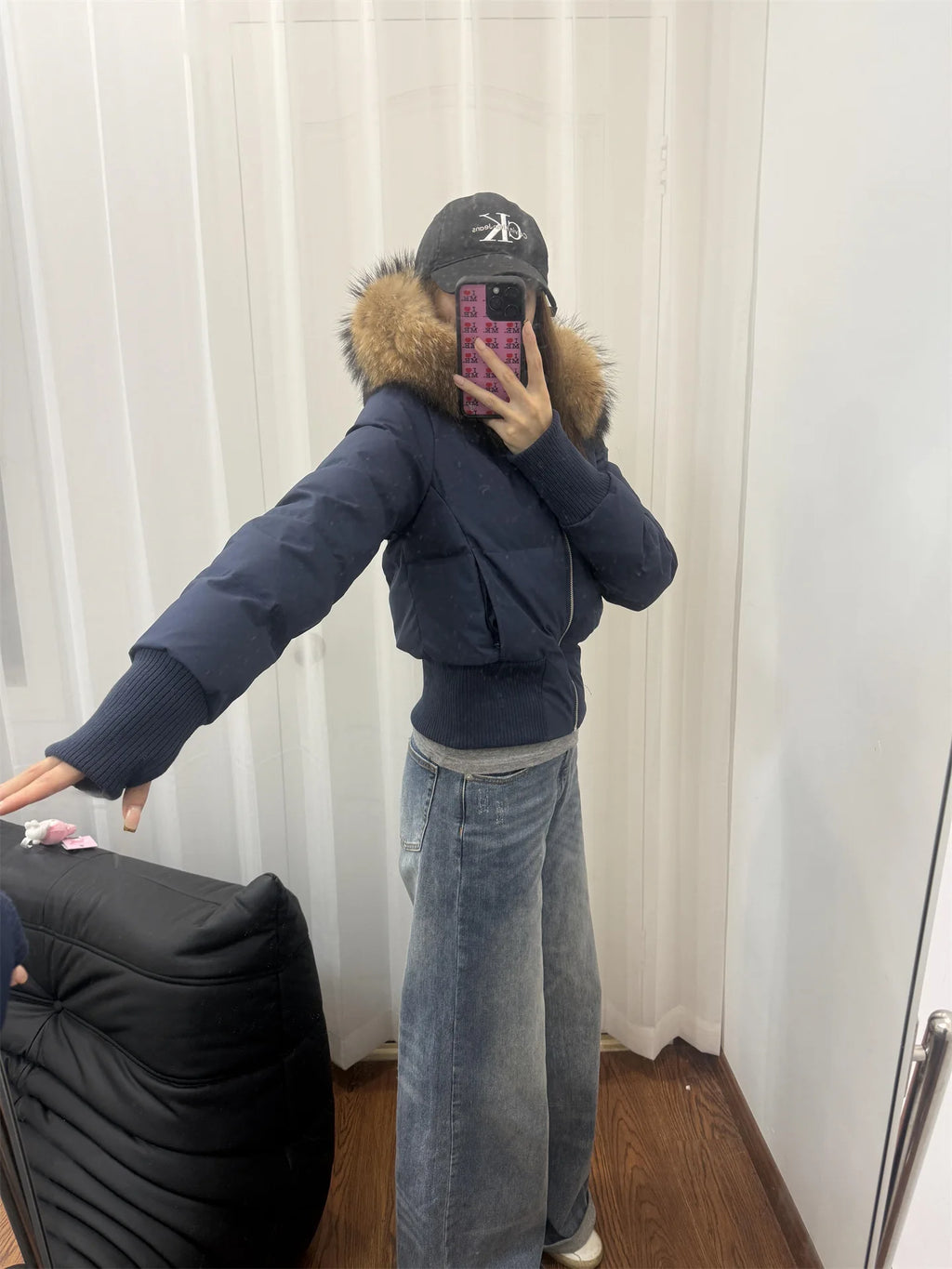 Winter New Women's Faux Fur Hooded Thick Padded Coat Slim Waist Short Cotton Jacket Sweet Style Warm Outerwear Parka