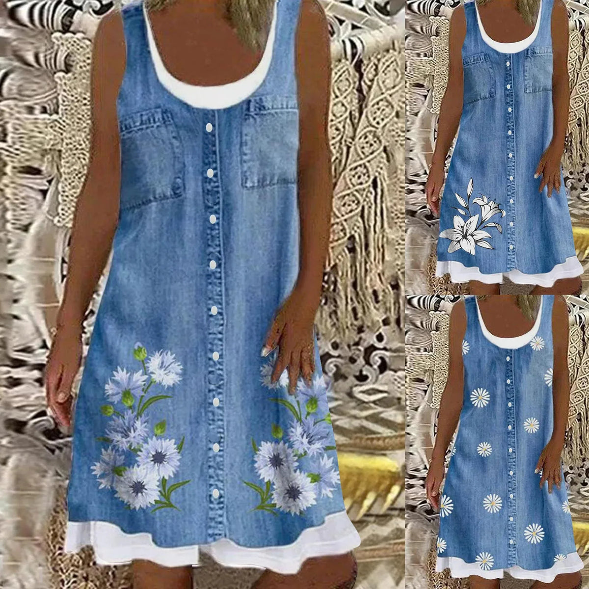Women Summer Beach Spring Print Cute Dress Sleeveless Casual Dress летнее платье женское