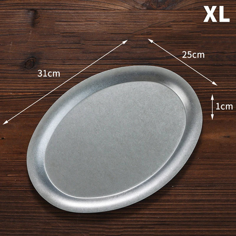 Kitchen small tools, multi size stainless steel plates, lunch containers, snack plates, dumpling plates, platters