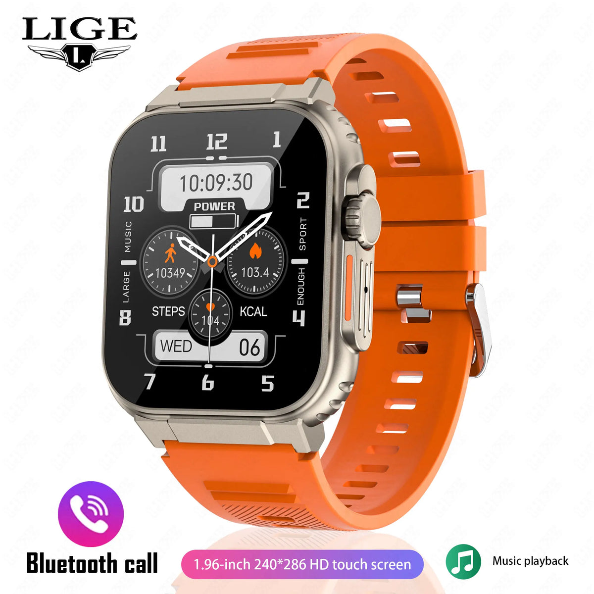 LIGE 600mAh New Smart Watch Men Outdoor Sports Fitness Bracelet Blood Pressure Clock IP68 Waterproof Men Smartwatch For Android