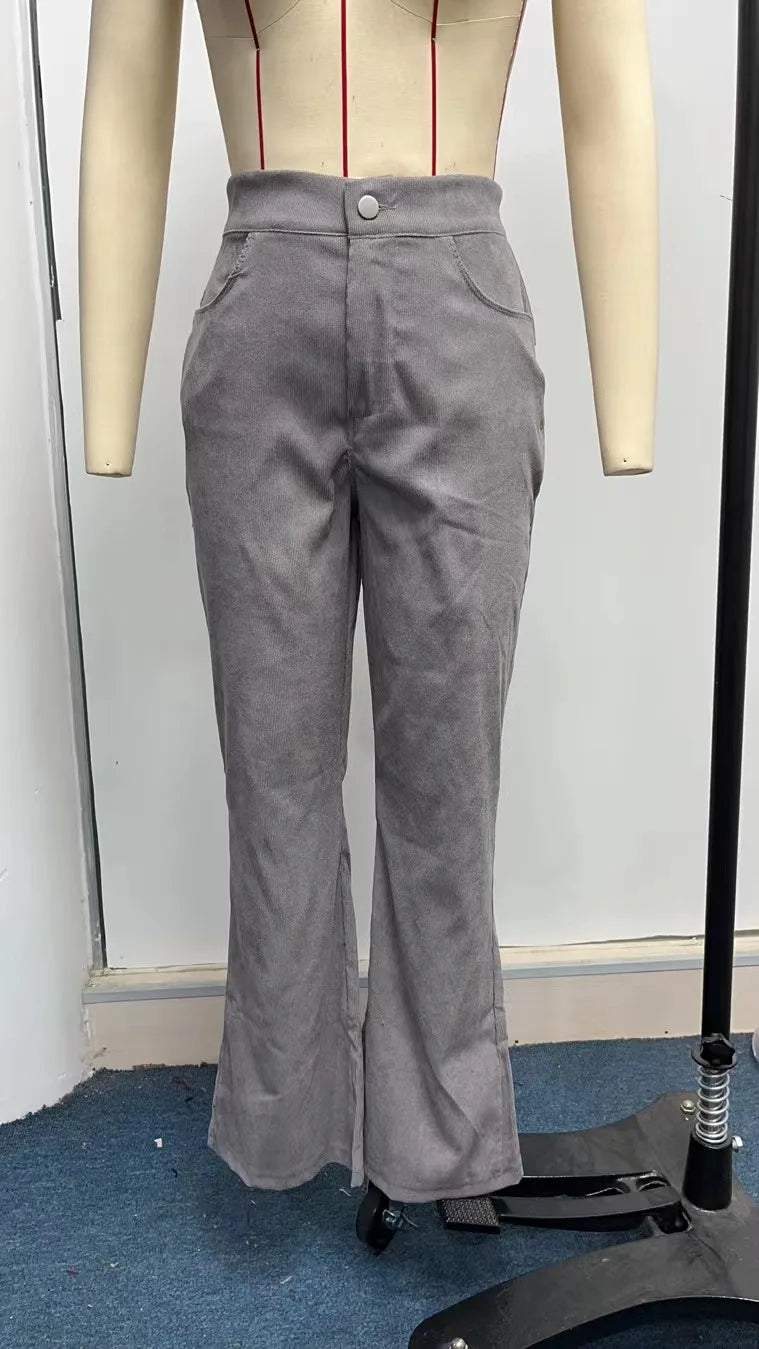 Women's Pants Spring New Elegant Trousers Bootcut Pant Fashion Slim High Waist Casual Trousers Solid Street Long Flare Clothing
