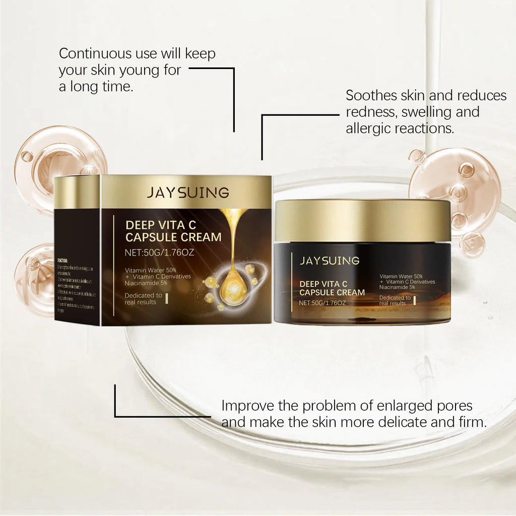 Deep Hydration Cream Vita C Capsules Brighten Nourish Moisturize Tender Skin Fine Line Dark Spot Removal Face Rejuvenating Cream