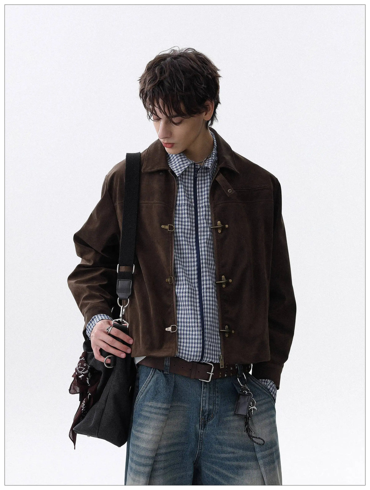 LUZHEN 2025 Autumn New Original Metal Buckle Placket Casual Jacket Men's Fashion High Quality Solid Color Elegant Clothes JY4230