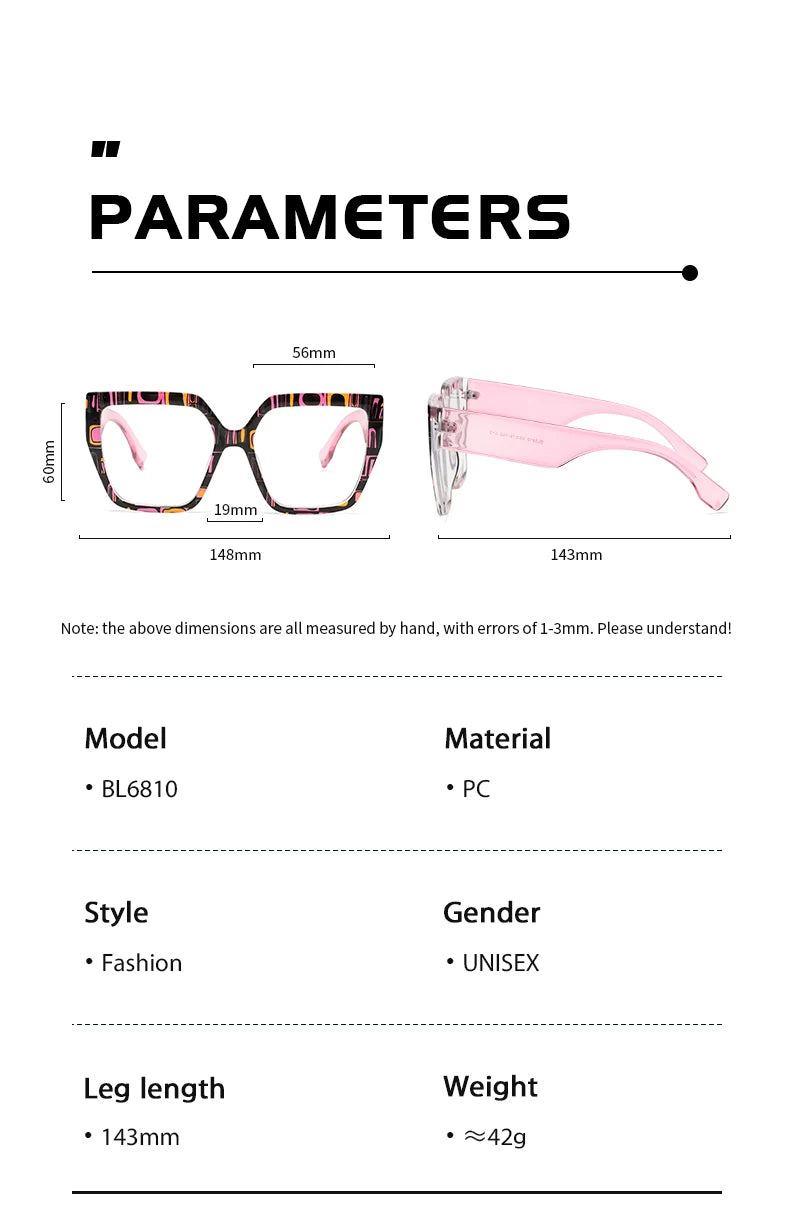 Classic Striped Personality Cat-Eye Square Frame for Women, Textured Anti-Blue Light Glasses Frame, Women's Bohemian Style Commuter and Street Style Decorative Glasses, Suitable for Office, Computer, and Gaming Use