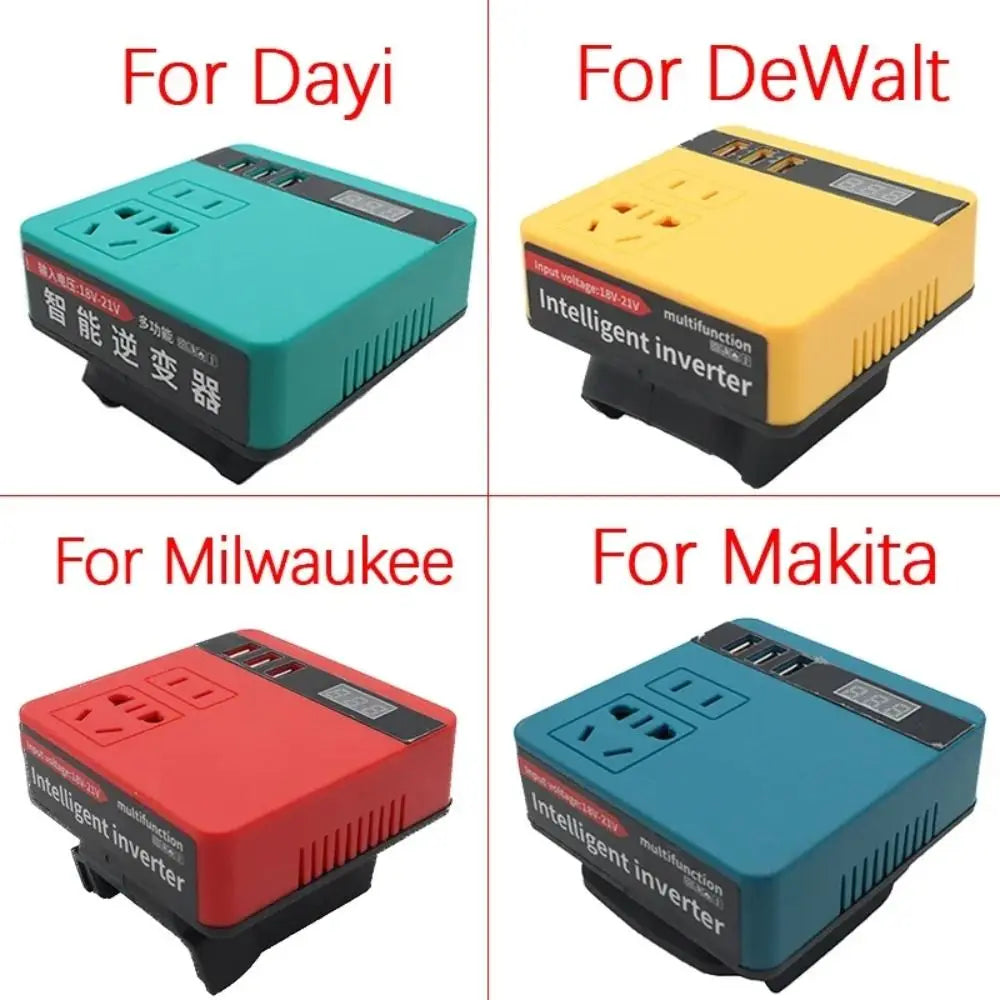 1Pcs 18V 20V To 220V Battery Inverter Multifunctional 120W Smart Transformer Household Dual Plug Outdoor Work Inverter