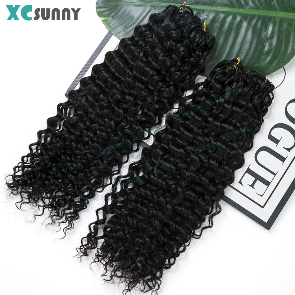 Water Wave Crochet Human Hair Curly Invisible Knotless Crochet Human Hair Extensions With String In The Middle Pre Separated