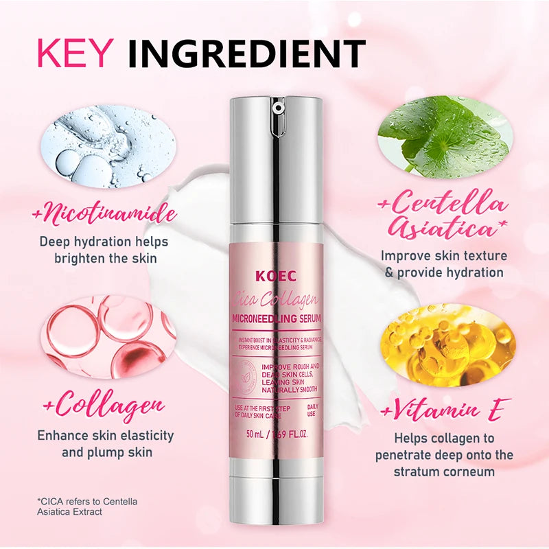 Centella Asiatica Microneedle Serum Smooth Skin Soothe Hydrate Firm Brighten Repair Facial Essence Lotion for All Skin Types