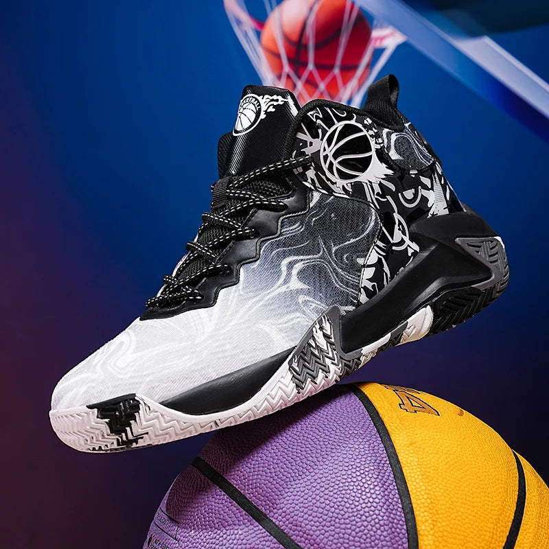 Mens Basketball Shoes Fashion Non-Slip Lightweight Breathable Outdoor Sneakers Cushioning Workout Shoe for Running Walking Sport