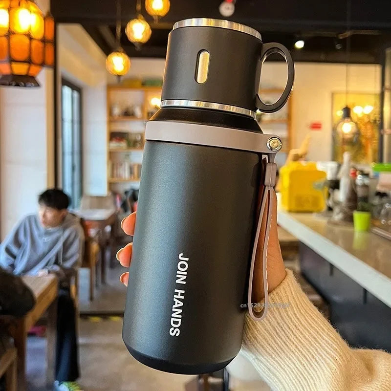 800ml Stainless Steel Coffee Cup Travel Thermal Mug Leak-Proof Thermos Bottle Tea Coffee Mug Office Business Style Thermos