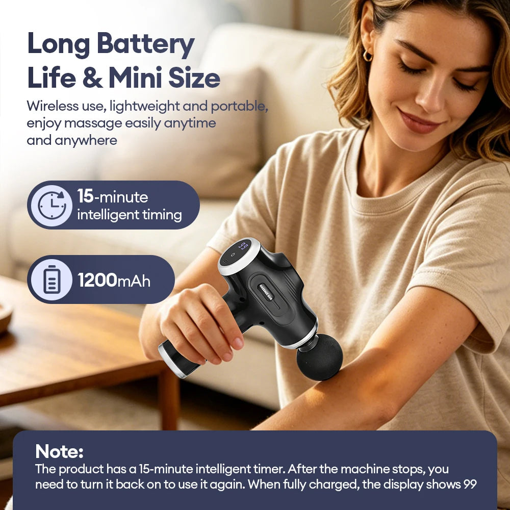 Professional Fascia Gun Mini Deep Tissue Massage Gun Wireless 38 Speed Level Electric Percussion Massager Body Muscle Relaxation