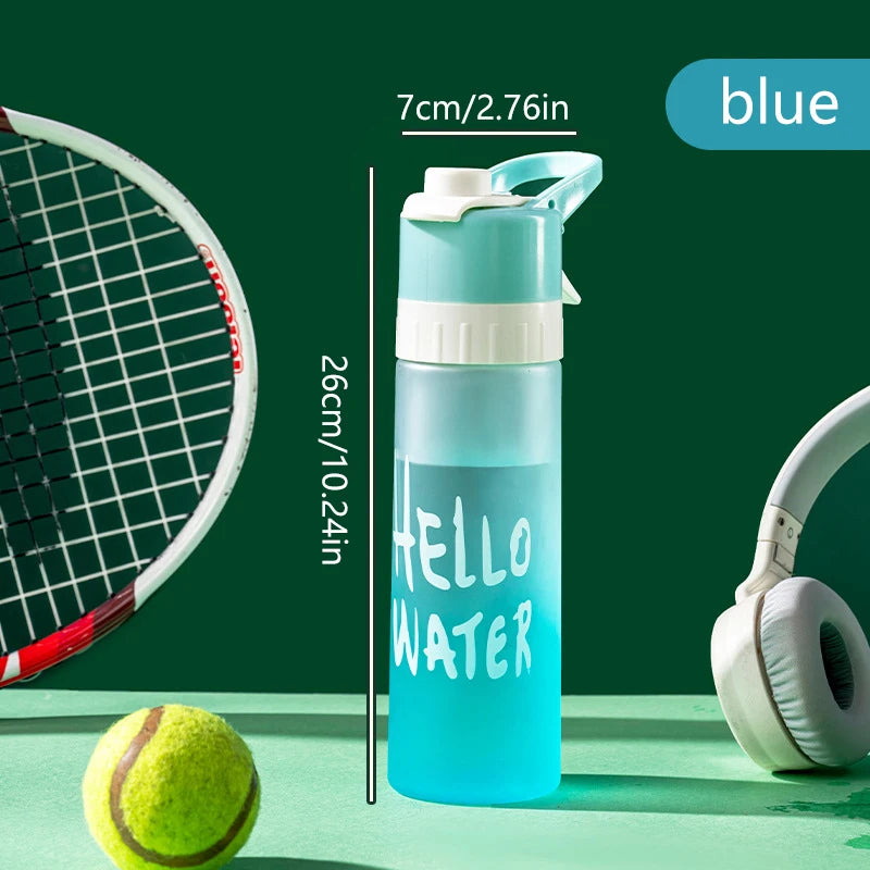 650ml Portable Spray Water Bottle Outdoor Sports Fitness Large Capacity Water Cup Jet Spray Bottle