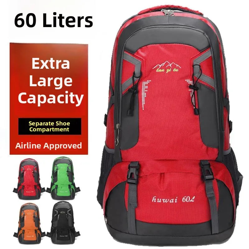 Outdoor Travel Backpack 60L Large Capacity Men's Women's Climbing Bag Luggage Multifunctional Bookbag Lightweight Waterproof