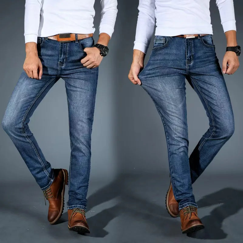 2026 New Business Men's Jeans Casual Comfortable Straight Stretch Fashion Classic Premium Blue Black Denim Pants Large Pants