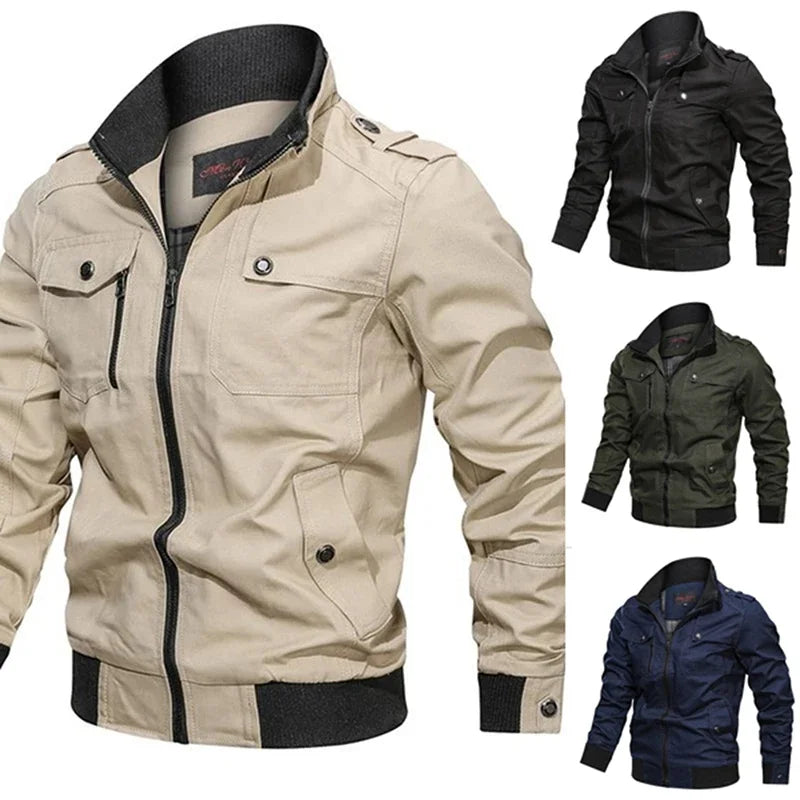 Bomber Jacket Men Fashion Casual Windbreaker Jacket Coat Men 2025 Spring Autumn New Hot Outwear Solid Stand Slim Jacket Mens