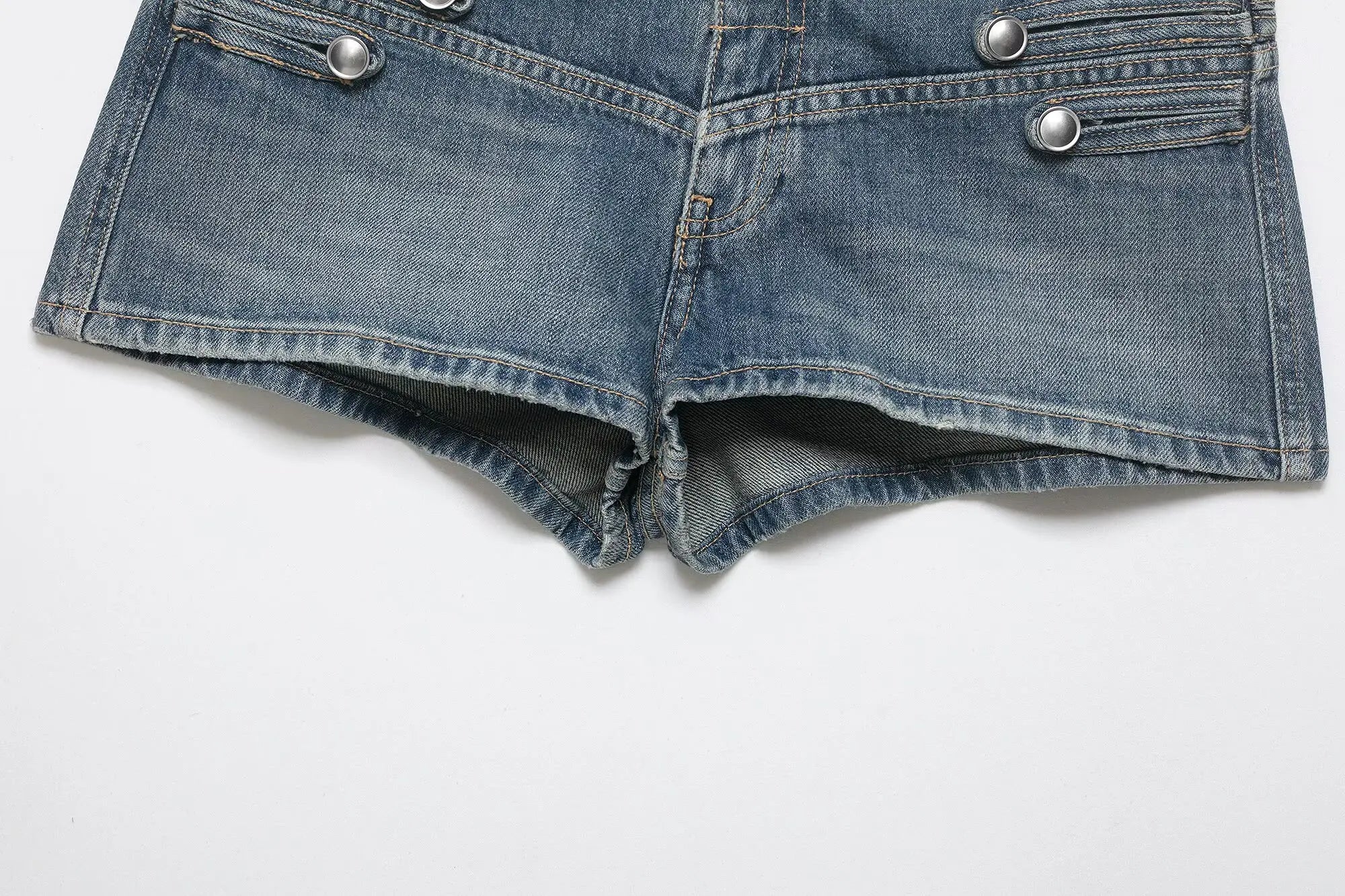 HH Women Shorts Suit Versatile Splicing Button Decoration Casual Denim Jacket+2026 Fashion High Street Low Waist Mini Shorts