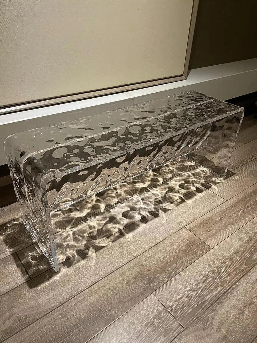 Transparent Stool, Water Ripple Dining Stool, Bed End Stool, Door, Modern, Luxurious, Simple Acrylic Shoe Changing Stool