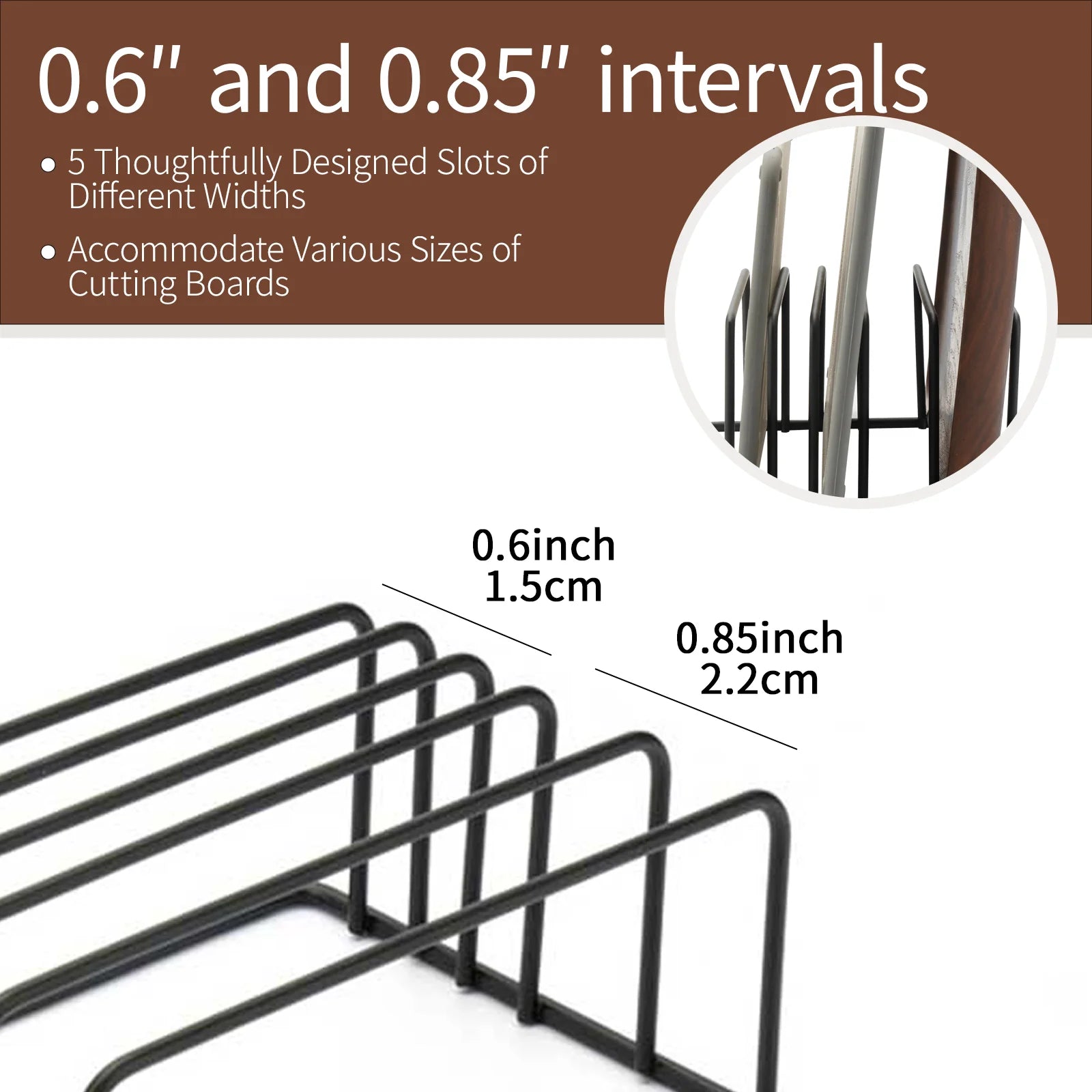 Kitchen Cutting Board Organizer Rack 5-Tier Metal Rack for Cutting Boards, Bakeware, Trays (1pc Black)