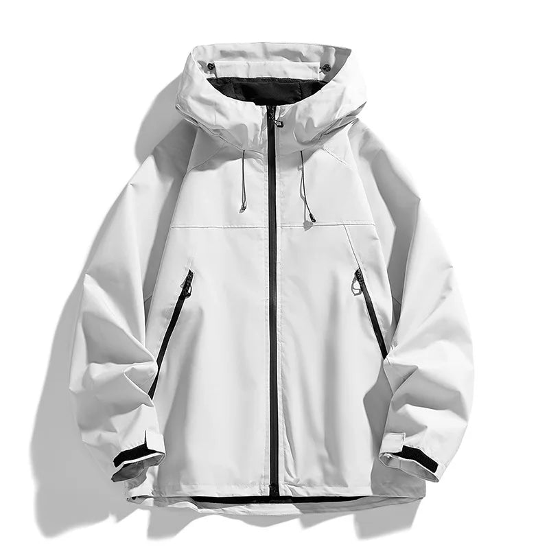 Man Jacket Spring Thin Contrast Color Long Sleeve Zipper Male Coat Loose Breathable Hooded Outdoor Sport Casual Men Outerwear