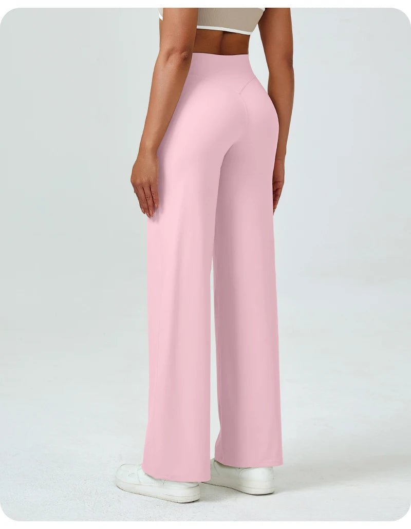 High Waisted Straight Leg Yoga Pants for Women, Naked Feeling Butt Lifting Loose Fit Workout Trousers, Slimming Gym Pants
