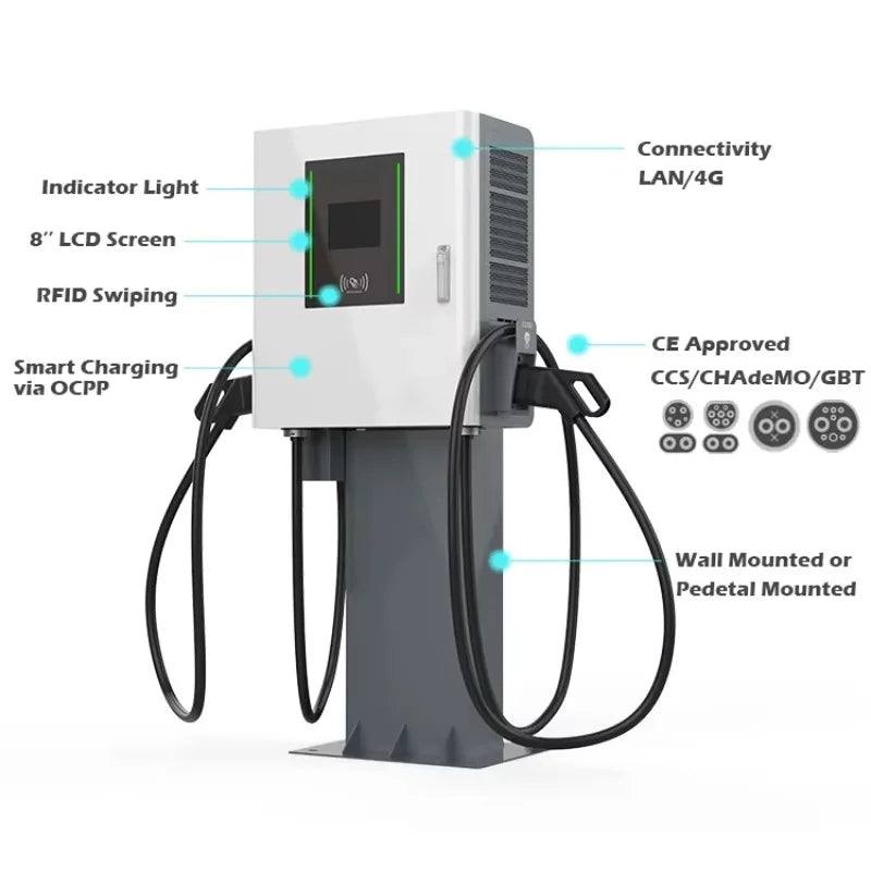 Customized GB/T DC EV Charger 30kW 60kW Column-mounted & Wall-mounted Electric Vehicle Fast Charging Station