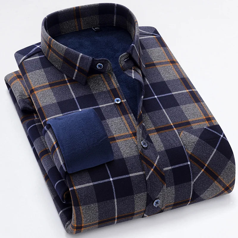 New Men's Autumn Winter Casual Long Sleeve Plaid Shirts Thick Warm Male Casual High Quality Soft Plus Size Business Check Shirts