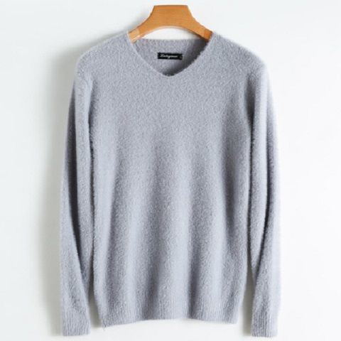 Men's Pure Mink Cashmere Sweater O-Neck Pullovers Knit Large Size Mink Sweater Winter New Tops Long Sleeve High-End Jumpers X49