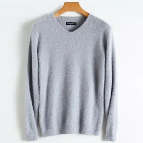 Men's Pure Mink Cashmere Sweater O-Neck Pullovers Knit Large Size Mink Sweater Winter New Tops Long Sleeve High-End Jumpers X49