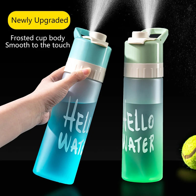 650ml Portable Spray Water Bottle Outdoor Sports Fitness Large Capacity Water Cup Jet Spray Bottle