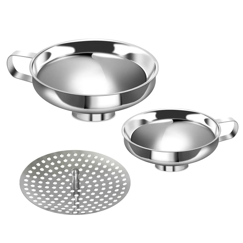 LMETJMA Canning Funnel Large Kitchen Metal Funnels For Filling Mason Jars Stainless Steel Wide Mouth Funnels Kitchen Gadgets