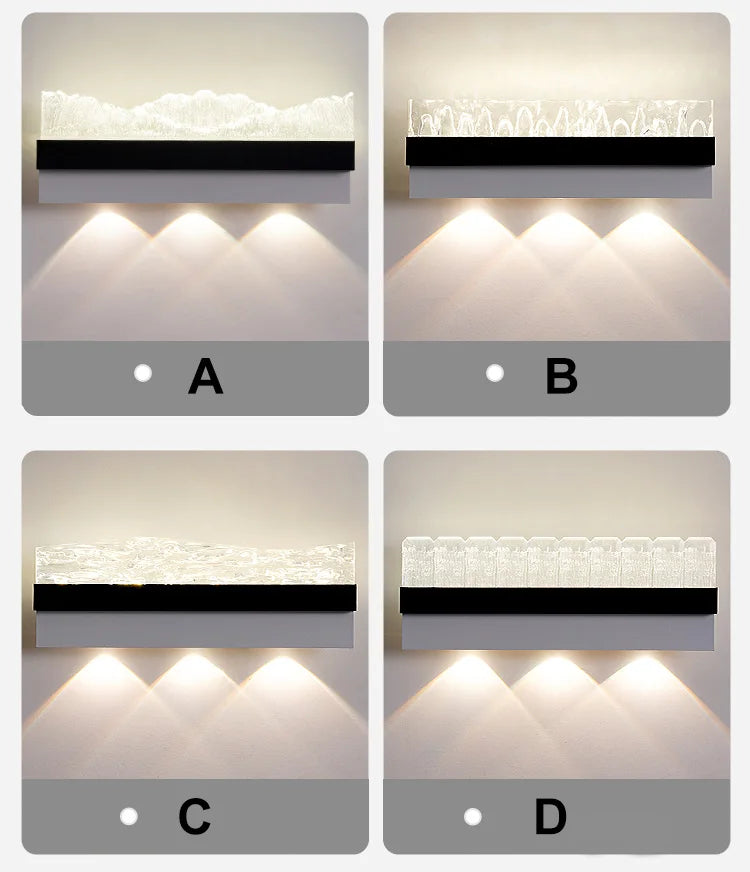 16W Creative Acrylic Textured Led Wall Light Bedroom Living room Aisle Light Long Strip New Design Art Decorative Ambient Light