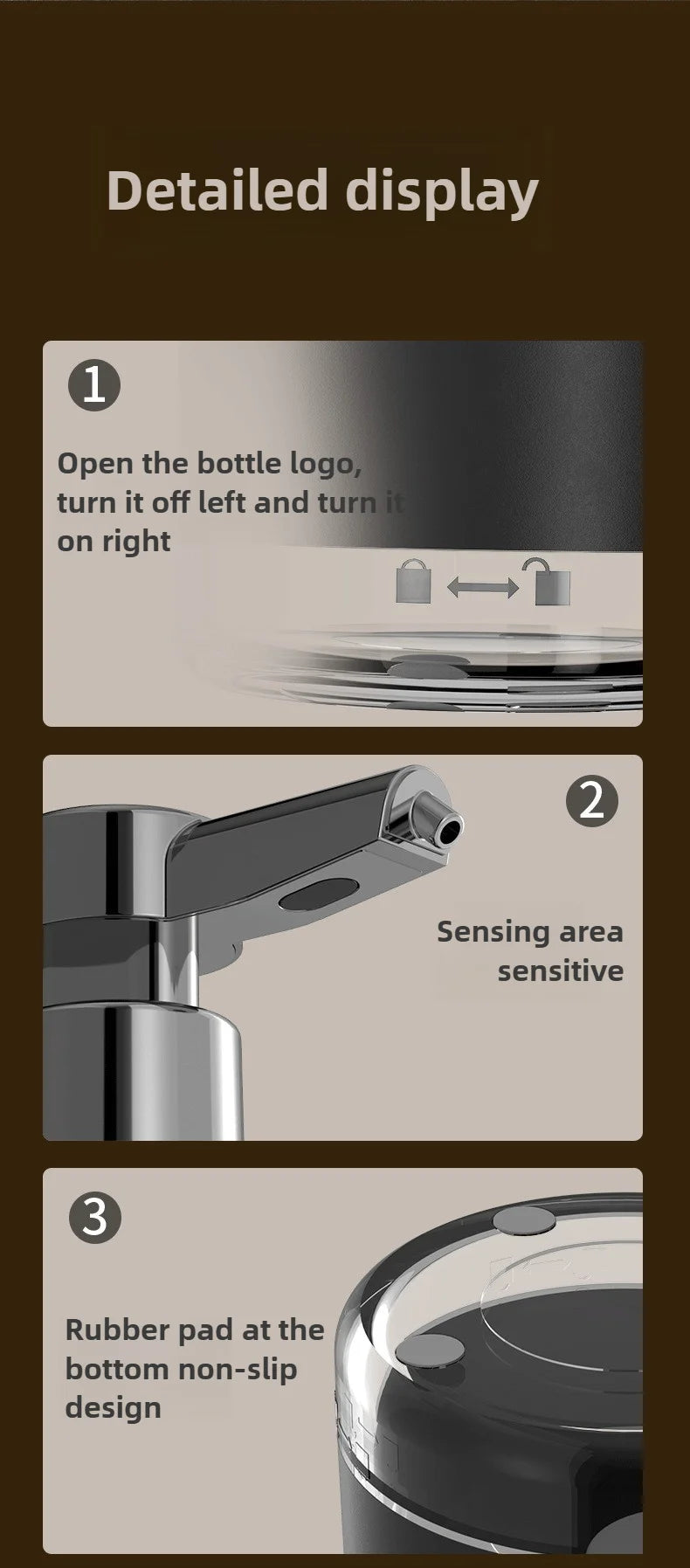 Automatic Soap Dispenser USB Rechargeable 1200mAh Touchless Foam Hand Kitchen Laundry Detergent Pump 5 Gear Sensor Dispenser