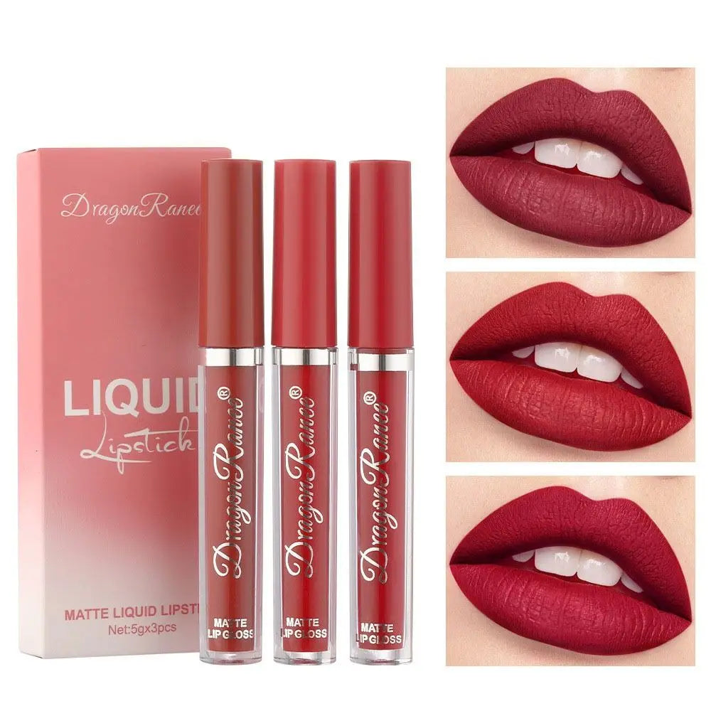 3pcs High Quality Waterproof Daily Style Lip Gloss Velvet Lip Glaze Matte Gloss Lipsticks Womens Lipstick