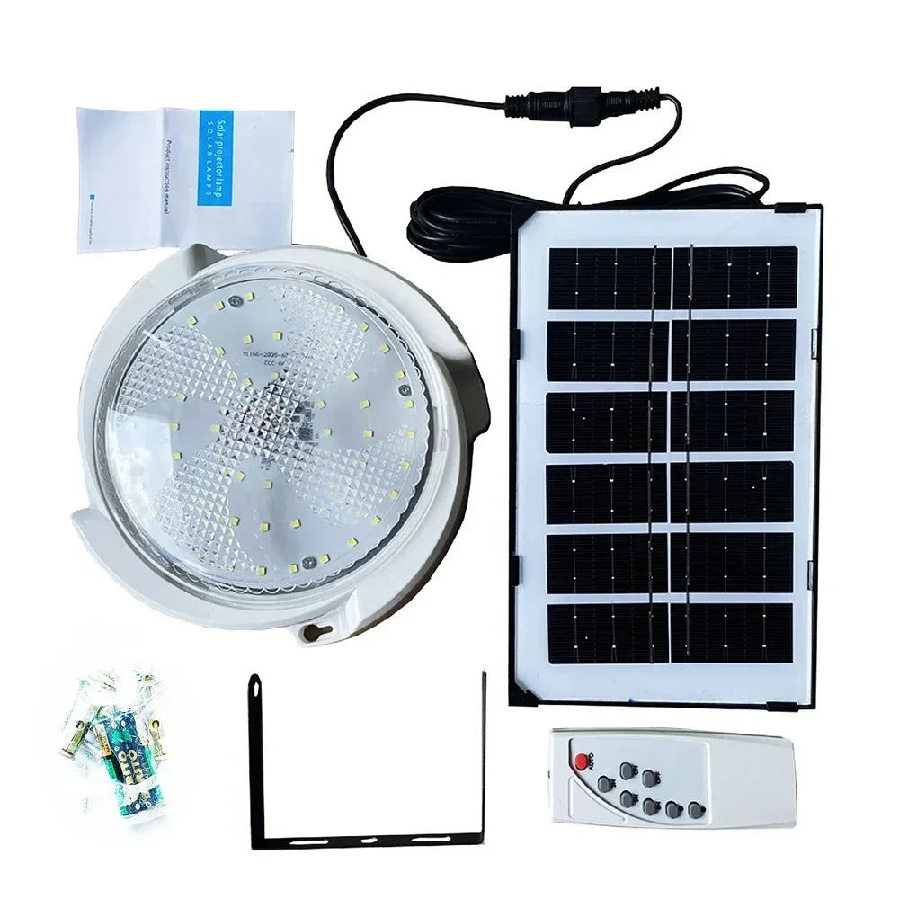 LEDSolar Ceiling Light Indoor Bedroom Corridor Garden Lighting With Remote Control Dimmable Timing Waterproof Solar Ceiling Lamp