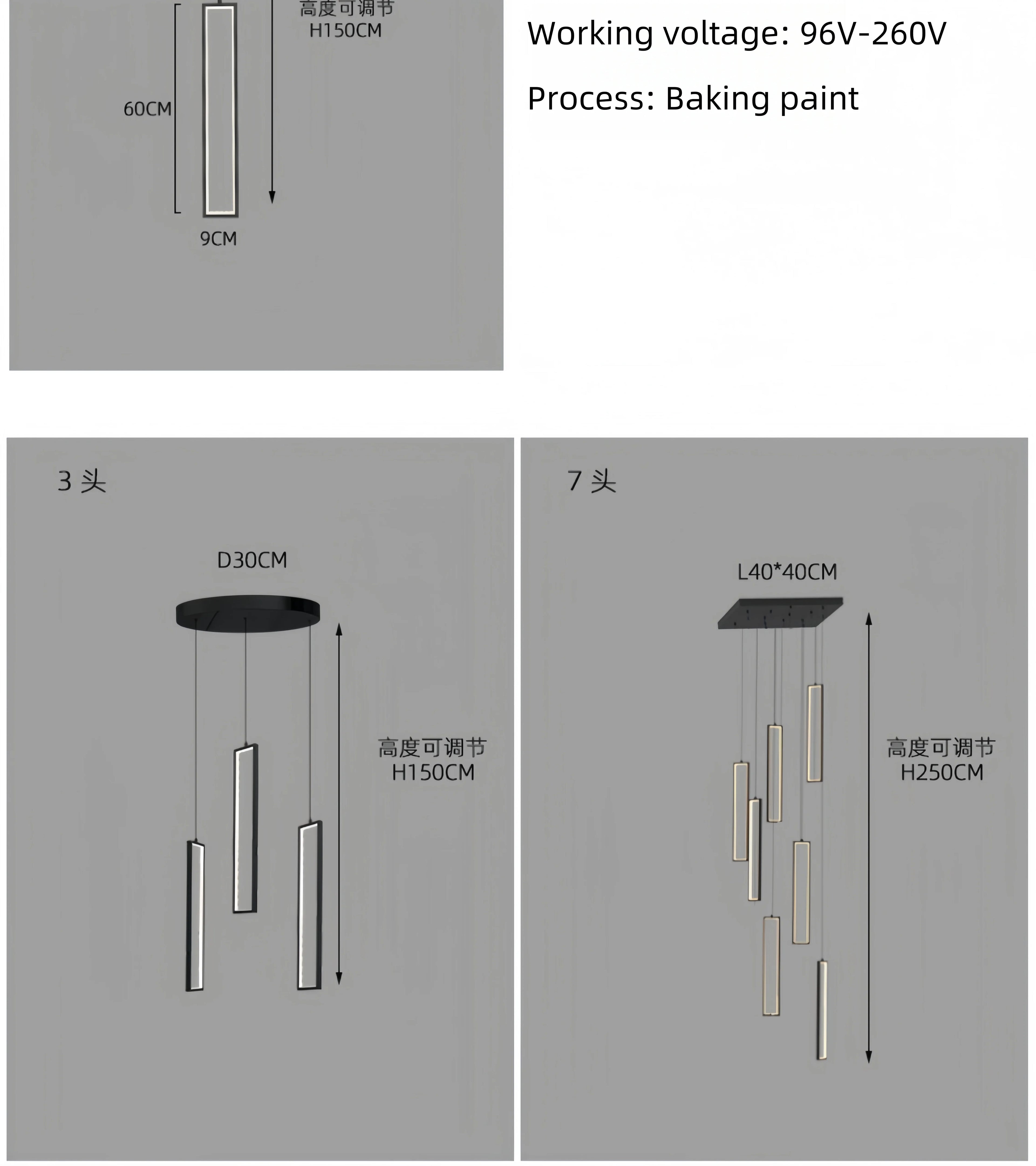 Modern Simple Staircase LED Chandeliers Aluminum Squarer Pendant Lights Loft Villa Duplex Exhibition Hall Decor Lighting Fixture