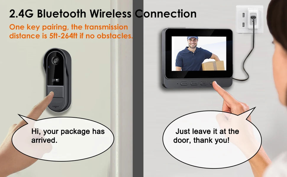 New Waterproof Doorbell Camera 4.3in IPS Screen Wireless Intercom Doorbell Night HD Vision Smart Home Security Video By Bell