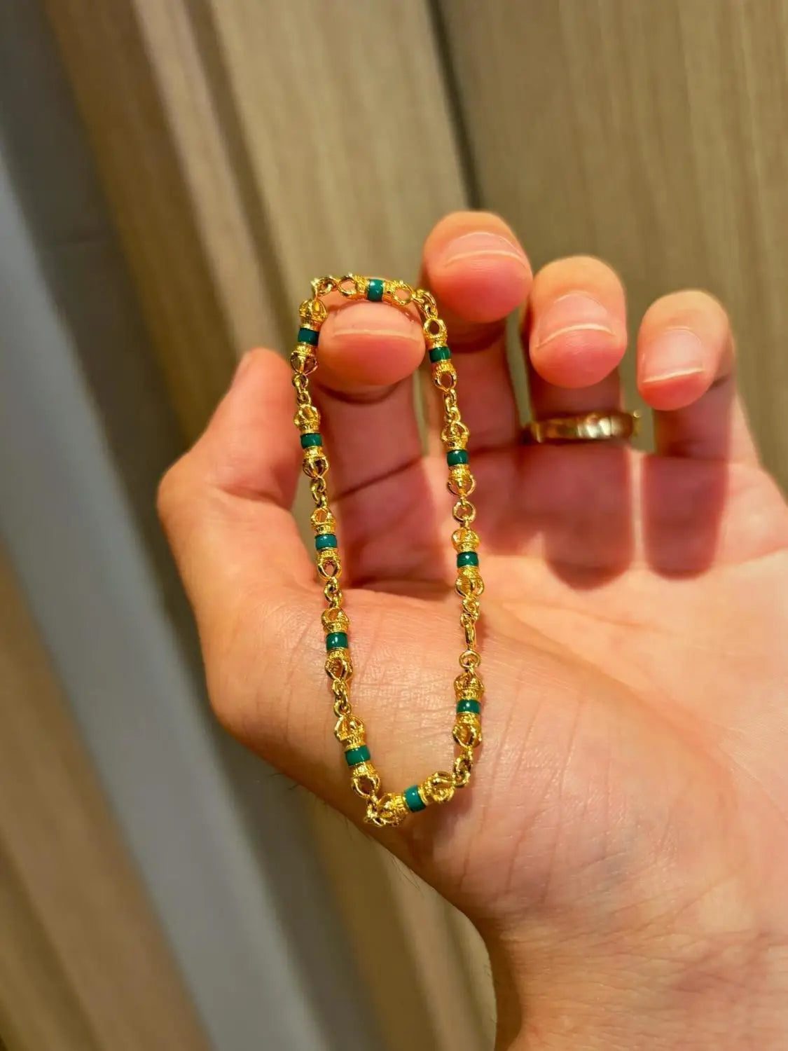 9999 24K real gold Tibetan-style turquoise beaded bracelet ancient color vajra accessories bracelet men and women