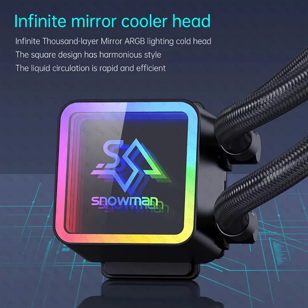 Liquid Cooler 120/240/360 ARGB CPU Cooler Computer Fan CPU AIO Water Cooler Support Intel&AMD Efficient PWM-Controlled Pump