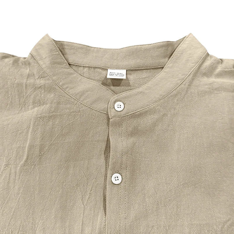 Tracksuit 2025 Seasons Linen Men's Casual Loose Breathable Long sleeved Pants Shirt Beach Set in Stock Male  Clothing Big Size