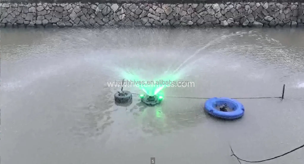 High Flow 750w 220v 50hz Stainless Steel Fish Pond Aerator with Thickened Floats Adjustable 2 LED Lights for Aqua/Landscape Pool