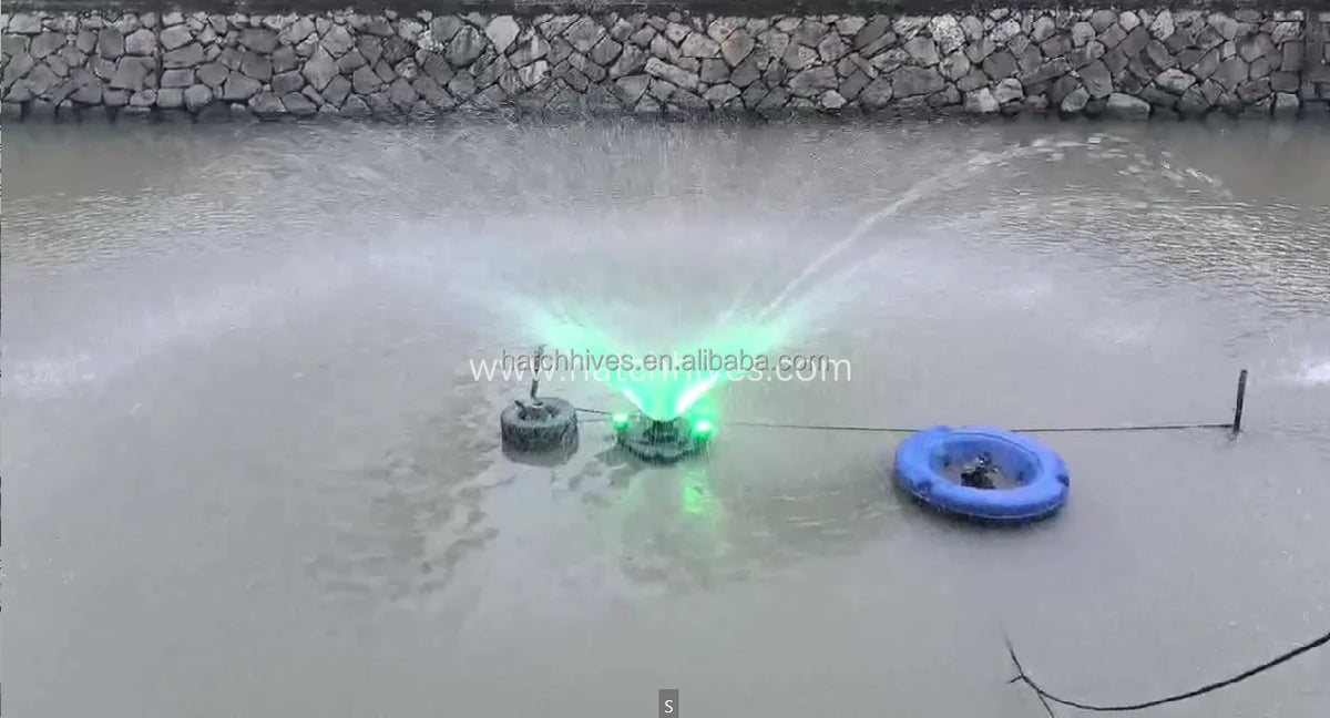 High Flow 750w 220v 50hz Stainless Steel Fish Pond Aerator with Thickened Floats Adjustable 2 LED Lights for Aqua/Landscape Pool